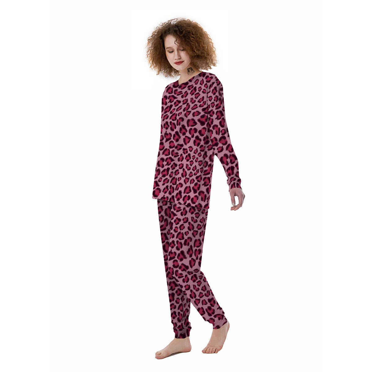 Pink Leopard Print Women's Pajamas-grizzshop