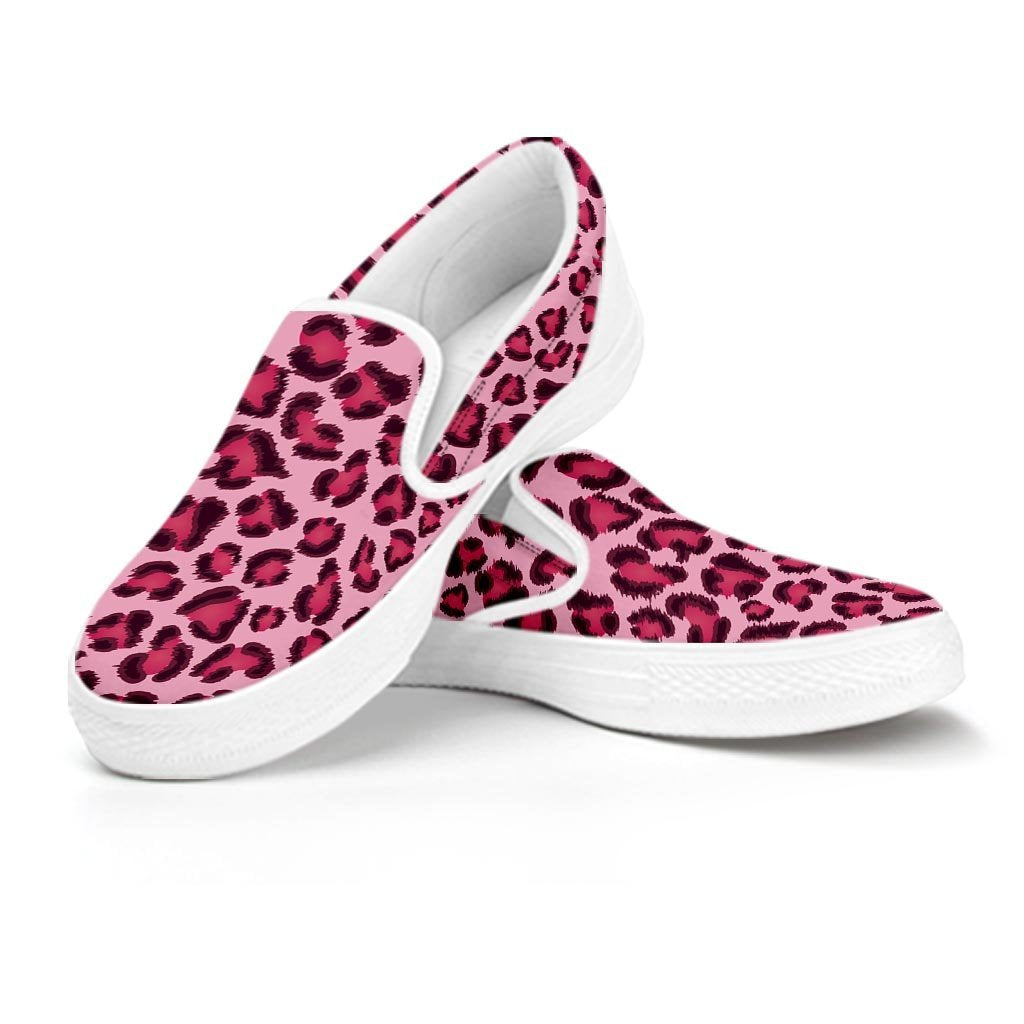 Pink Leopard Print Women's Slip On Sneakers-grizzshop