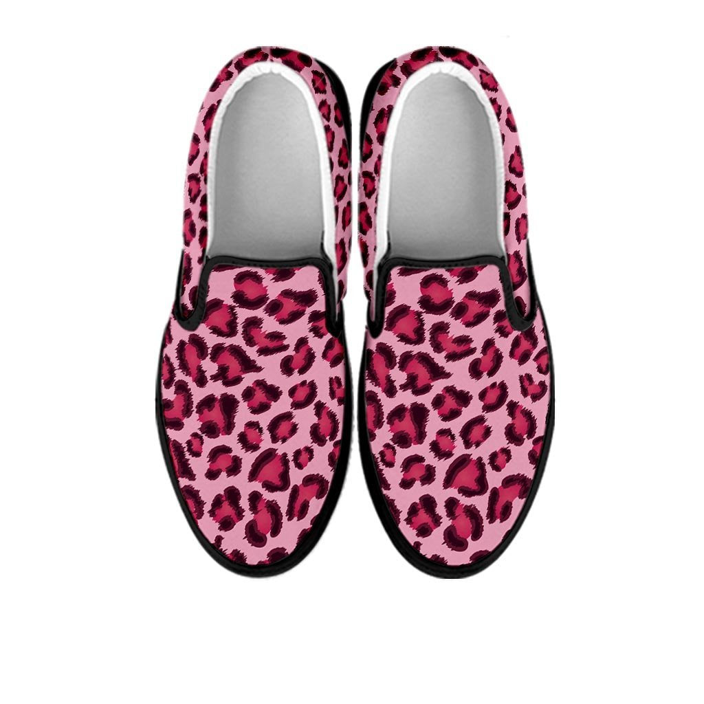 Pink Leopard Print Women's Slip On Sneakers-grizzshop