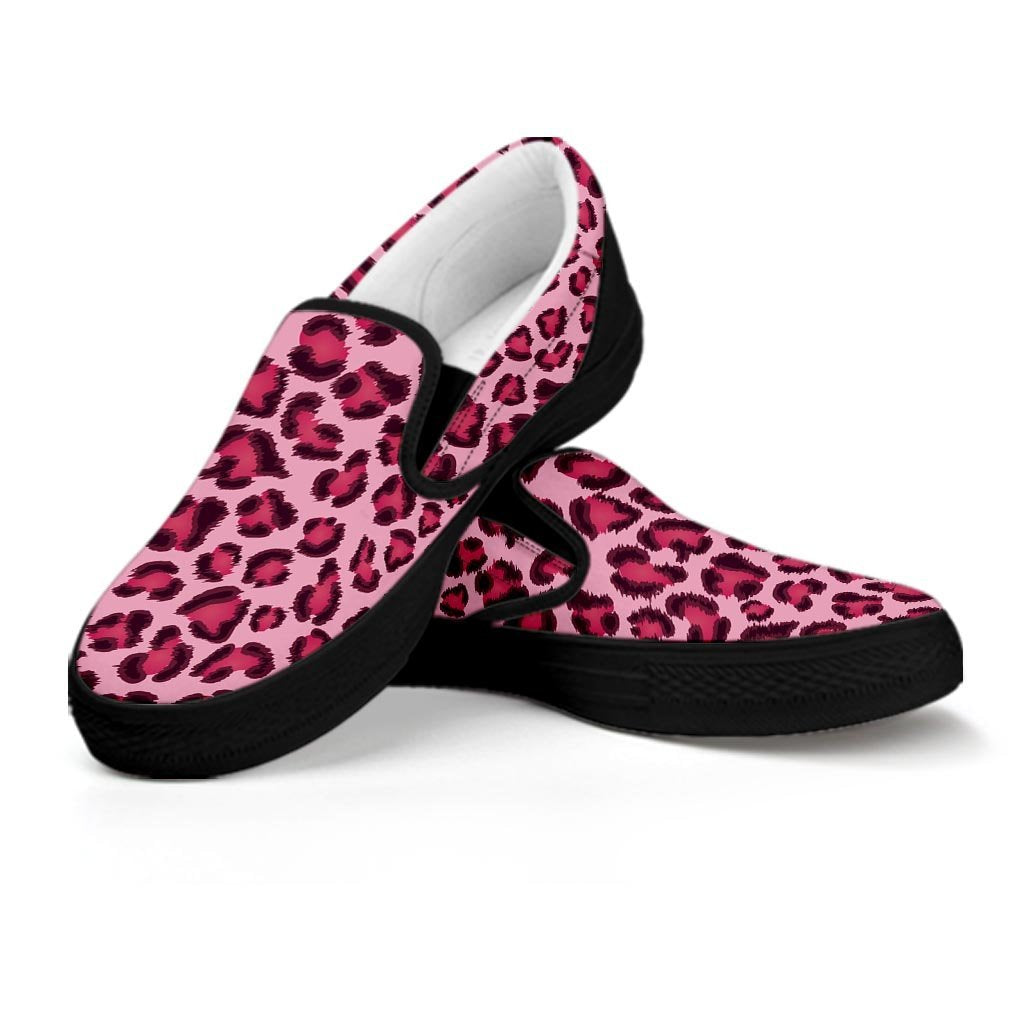 Pink Leopard Print Women's Slip On Sneakers-grizzshop