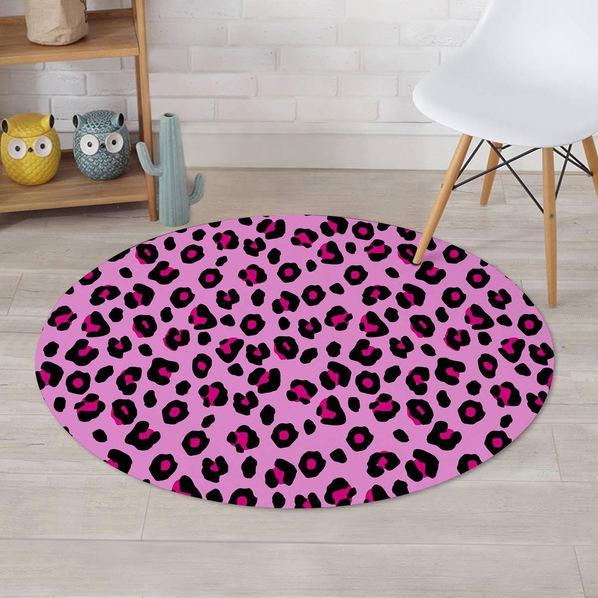 Pink Leopard Round Rug-grizzshop