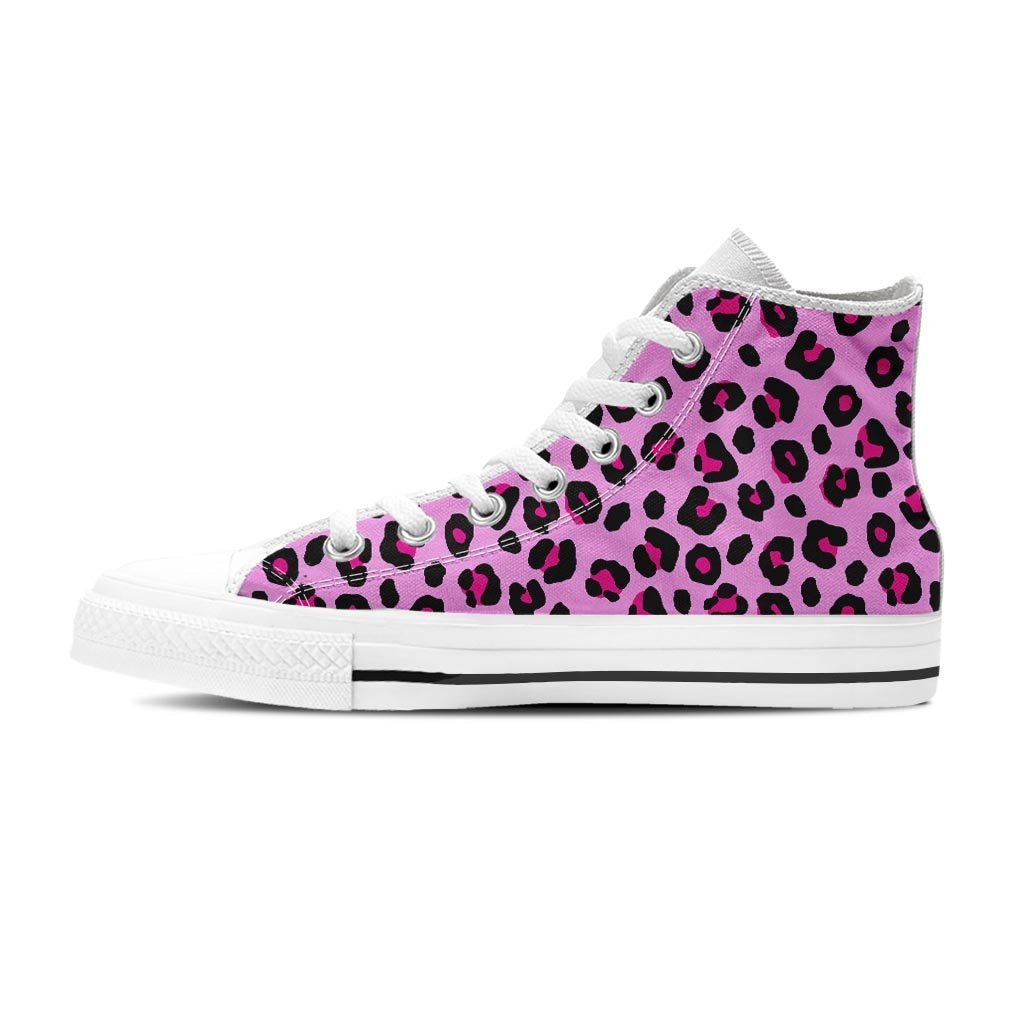 Pink Leopard Women's High Top Shoes-grizzshop