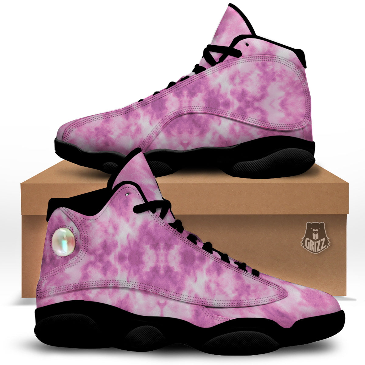 Pink Magenta Acrylic Print Pattern Black Basketball Shoes-grizzshop
