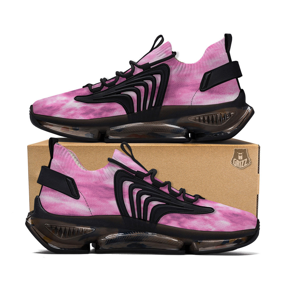 Pink Magenta Acrylic Print Pattern Black Gym Shoes-grizzshop