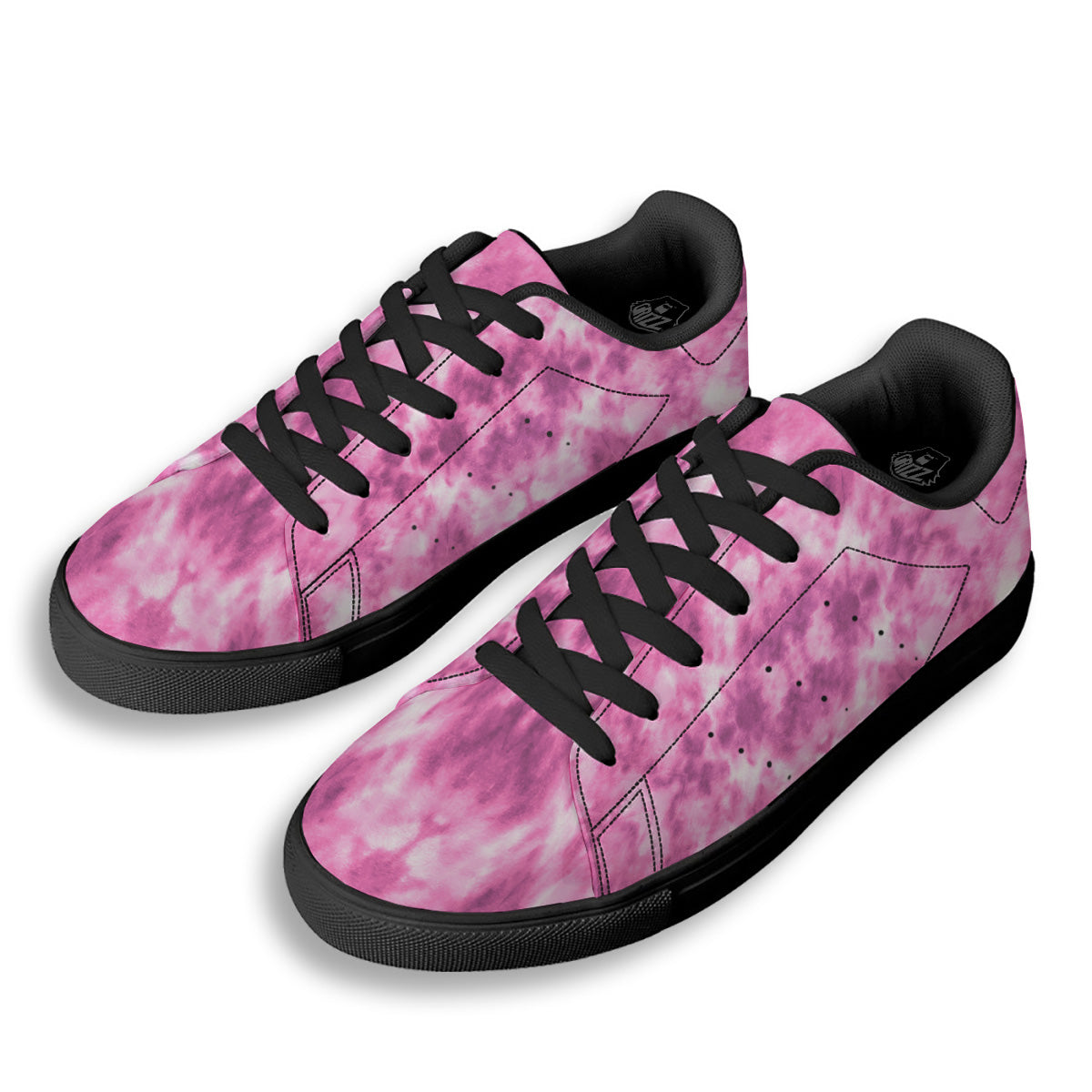 Pink Magenta Acrylic Print Pattern Black Low Top Sneakers-grizzshop