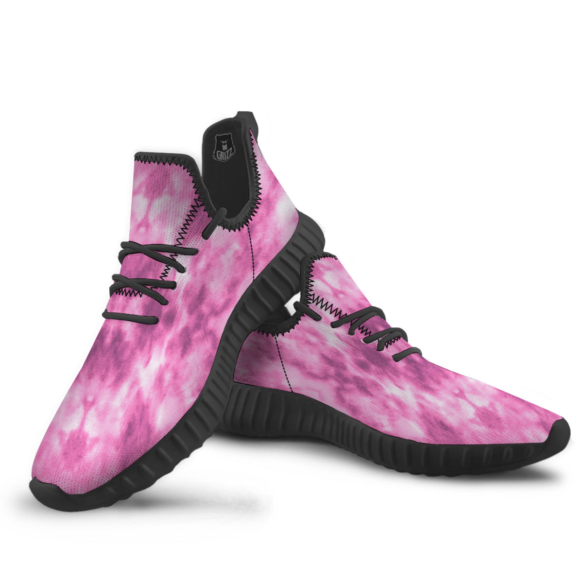 Pink Magenta Acrylic Print Pattern Black Walking Shoes-grizzshop