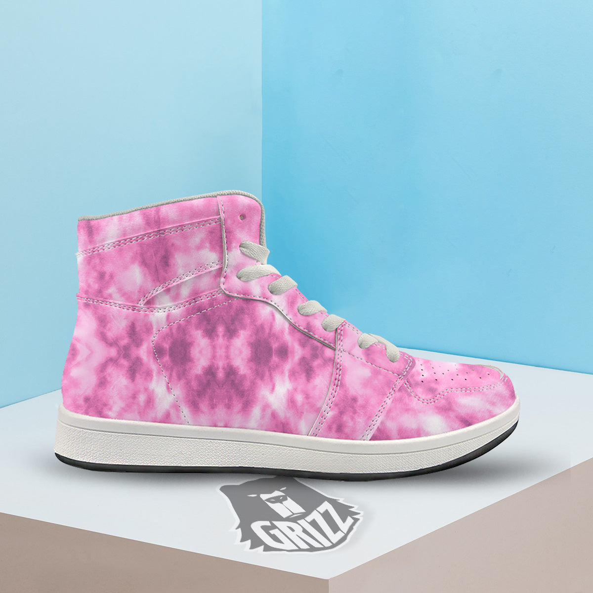 Pink Magenta Acrylic Print Pattern High Top Sneakers-grizzshop