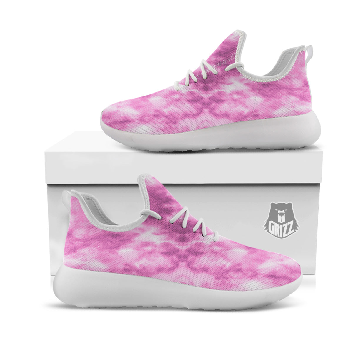 Pink Magenta Acrylic Print Pattern White Athletic Shoes-grizzshop