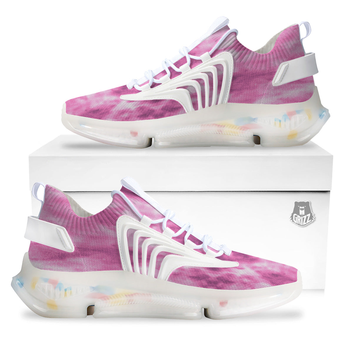 Pink Magenta Acrylic Print Pattern White Gym Shoes-grizzshop