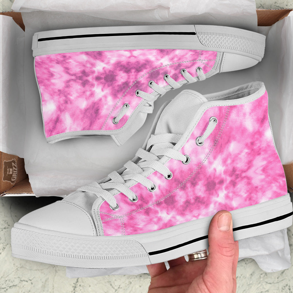 Pink Magenta Acrylic Print Pattern White High Top Shoes-grizzshop