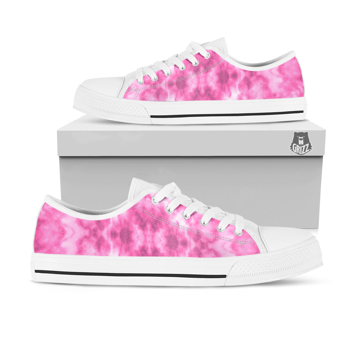 Pink Magenta Acrylic Print Pattern White Low Top Shoes-grizzshop