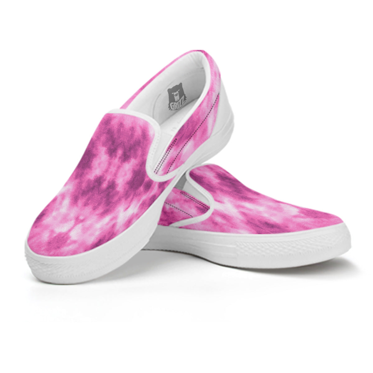 Pink Magenta Acrylic Print Pattern White Slip On Shoes-grizzshop