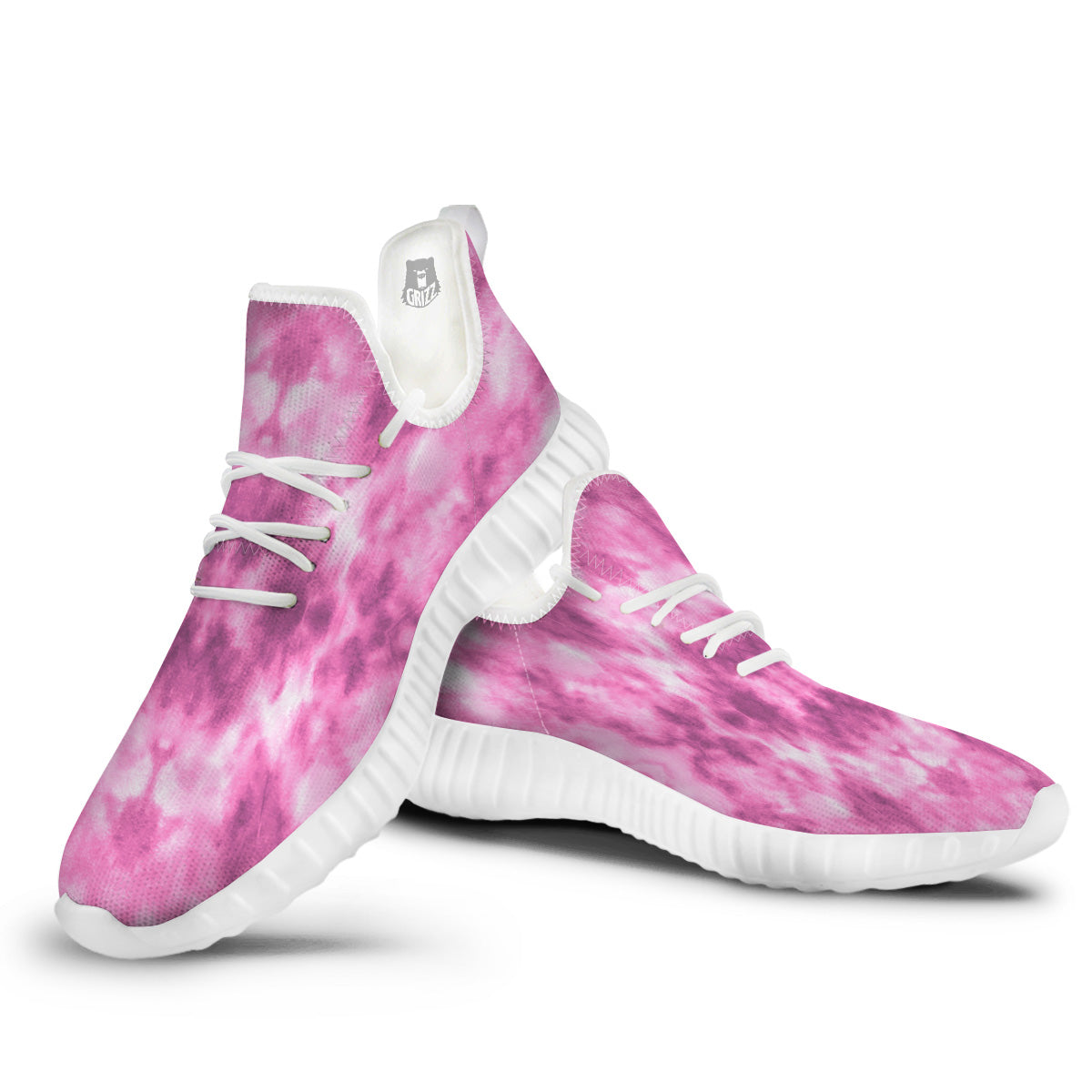 Pink Magenta Acrylic Print Pattern White Walking Shoes-grizzshop