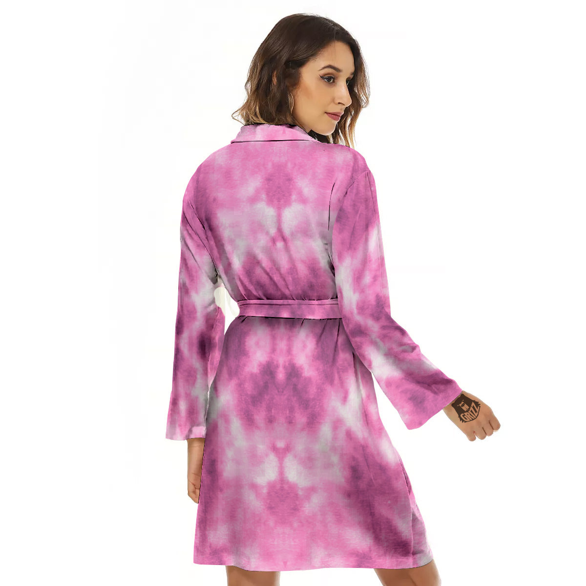 Pink Magenta Acrylic Print Pattern Women's Robe-grizzshop