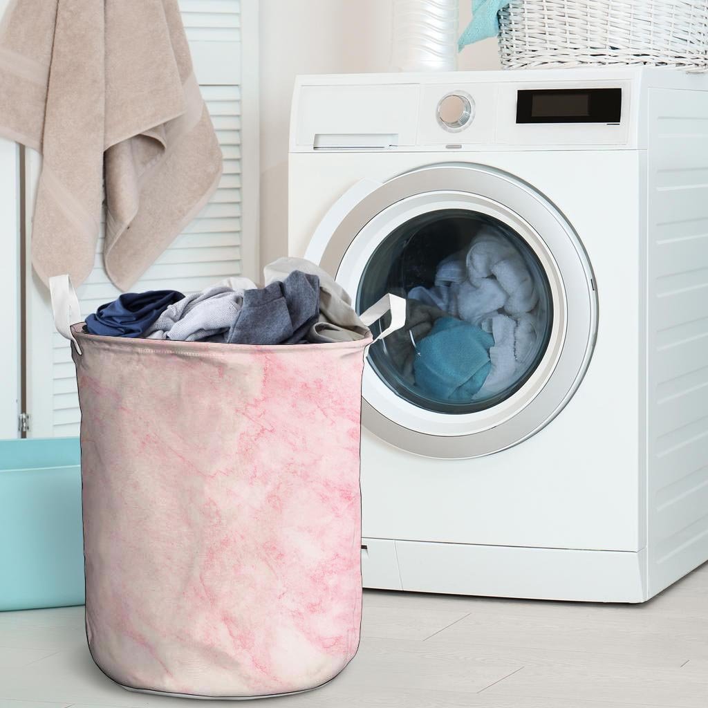 Pink Marble Laundry Basket-grizzshop