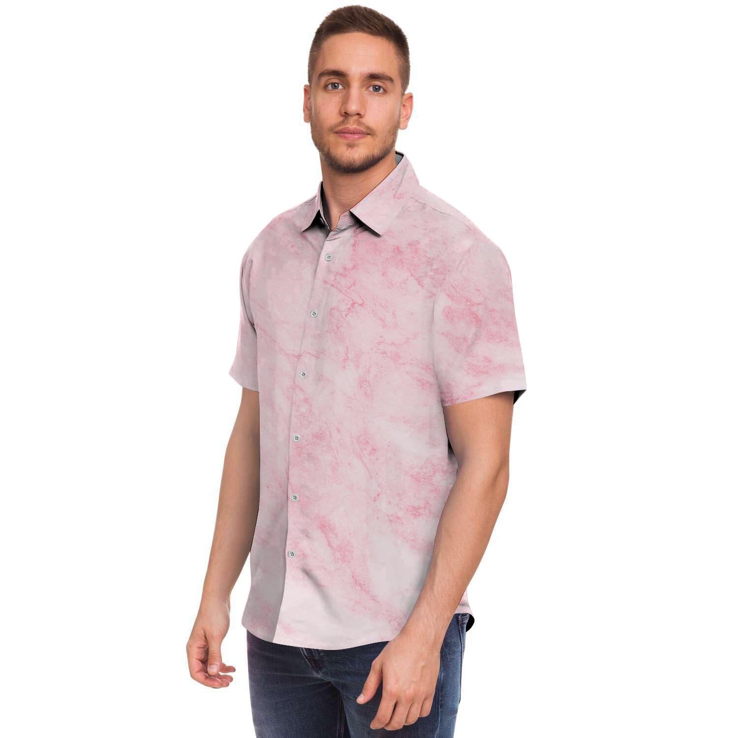 Pink Marble Men's Short Sleeve Shirt-grizzshop