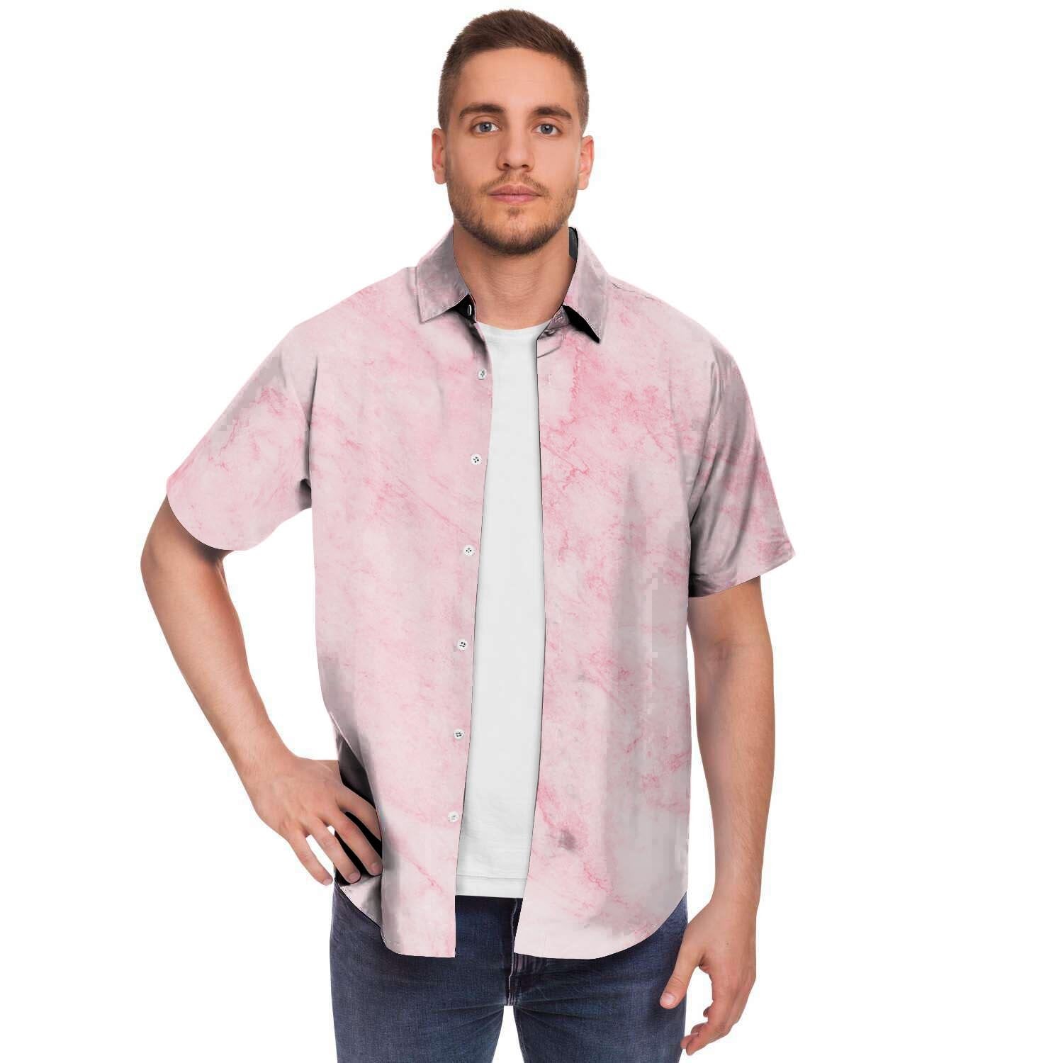 Pink Marble Men's Short Sleeve Shirt-grizzshop