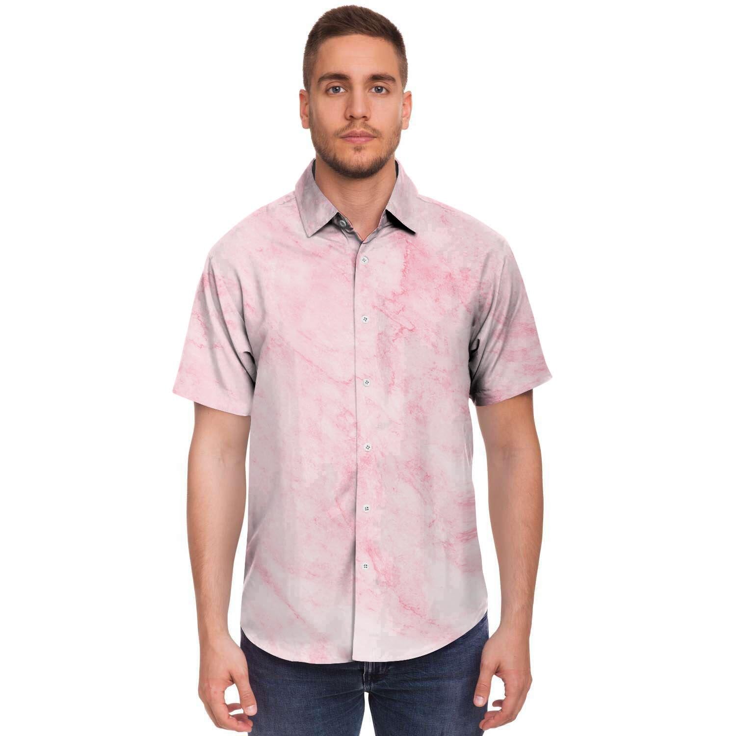 Pink Marble Men's Short Sleeve Shirt-grizzshop