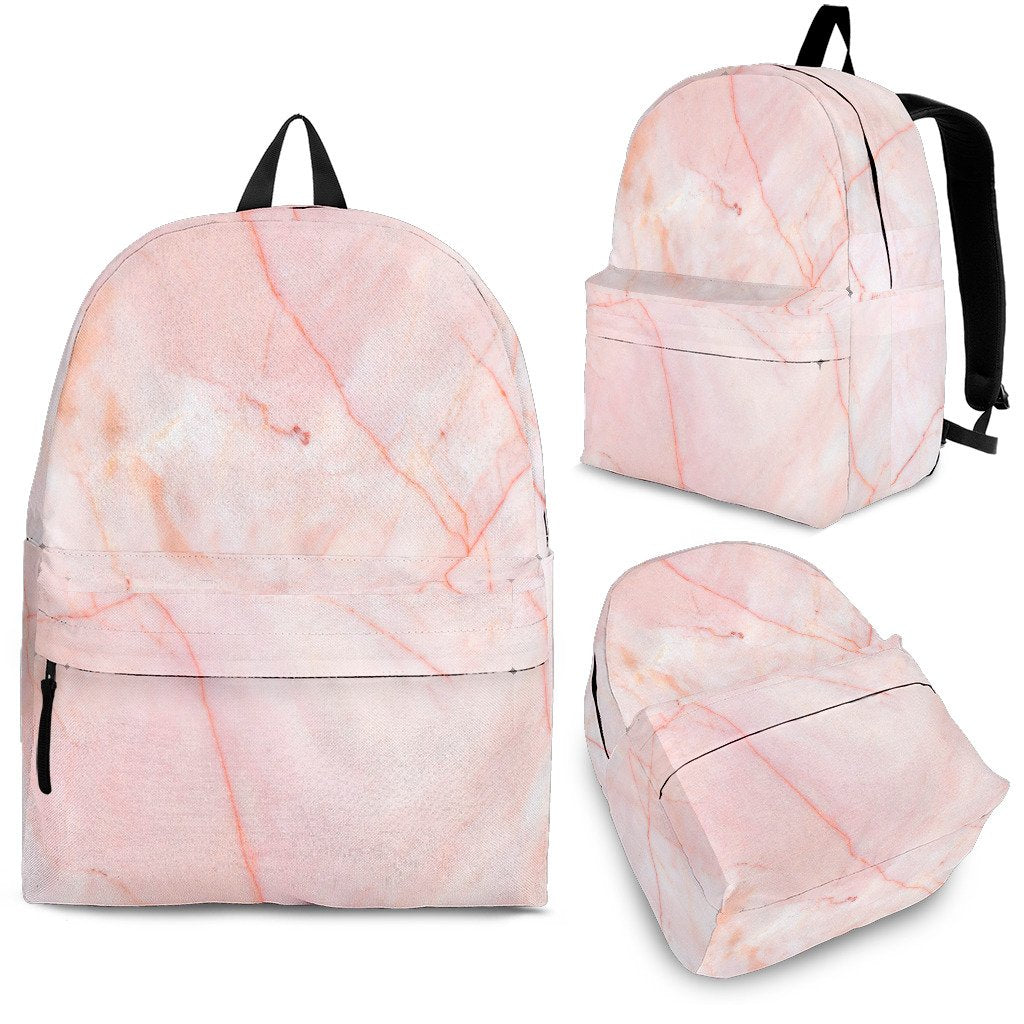 Pink Marble Pattern Print Backpack-grizzshop