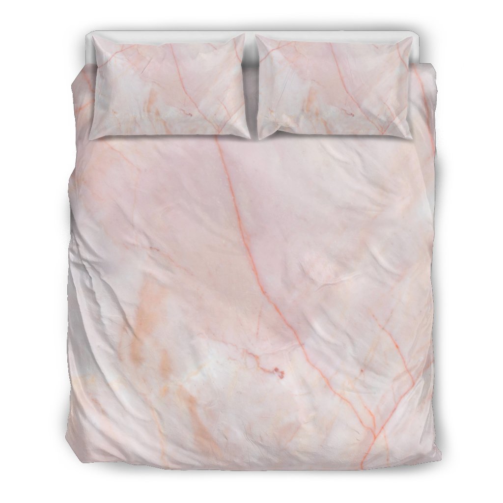 Pink Marble Pattern Print Duvet Cover Bedding Set-grizzshop