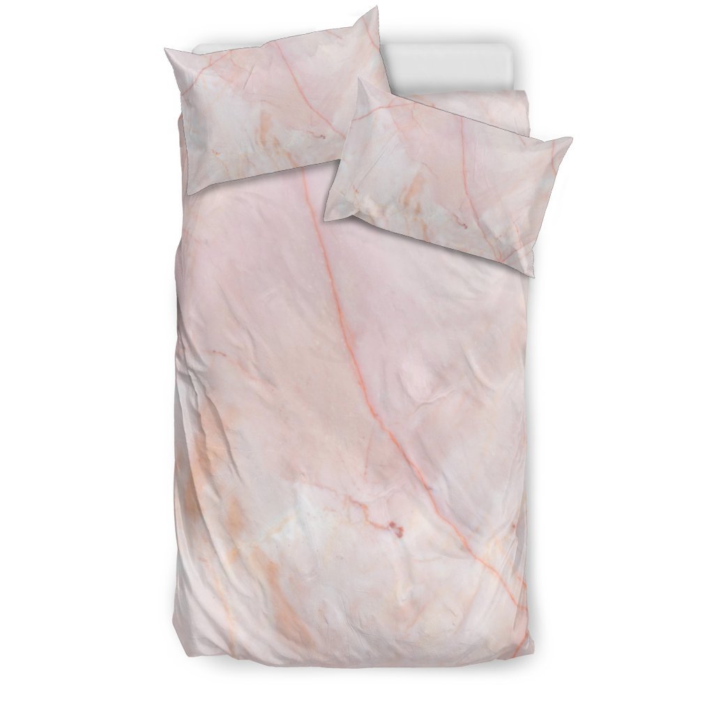 Pink Marble Pattern Print Duvet Cover Bedding Set-grizzshop