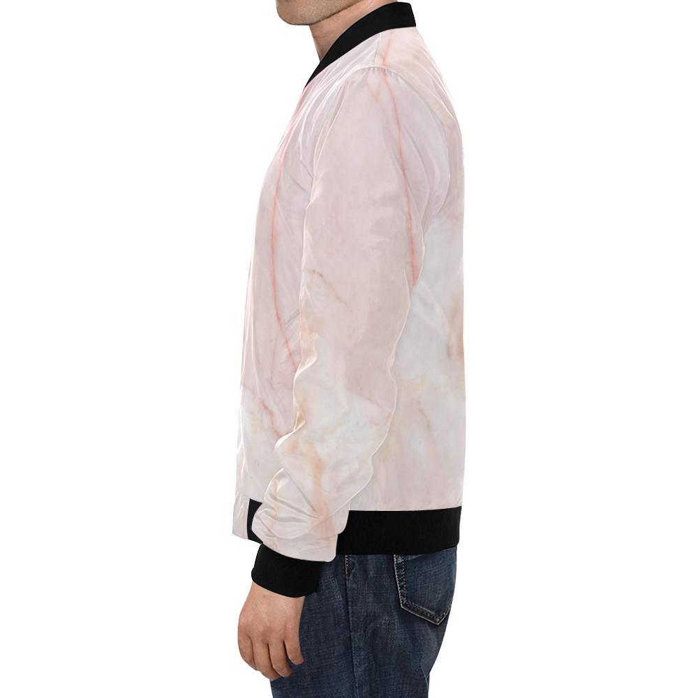 Pink Marble Pattern Print Men's Bomber Jacket-grizzshop