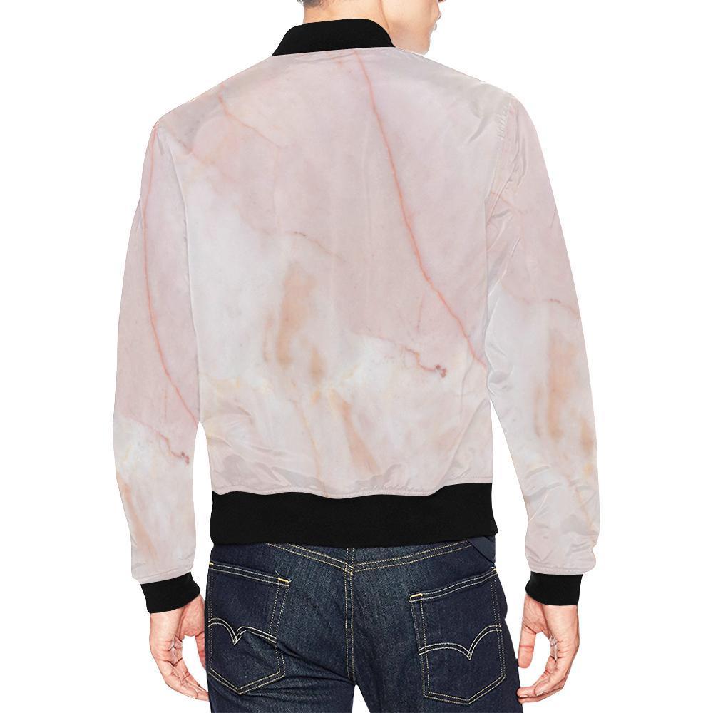 Pink Marble Pattern Print Men's Bomber Jacket-grizzshop