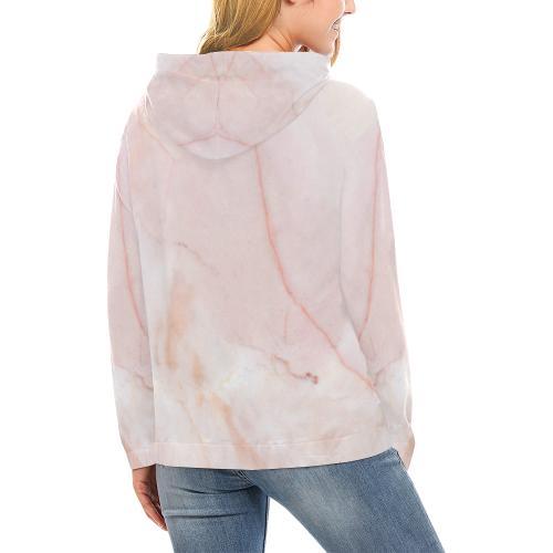 Pink Marble Pattern Print Women Pullover Hoodie-grizzshop
