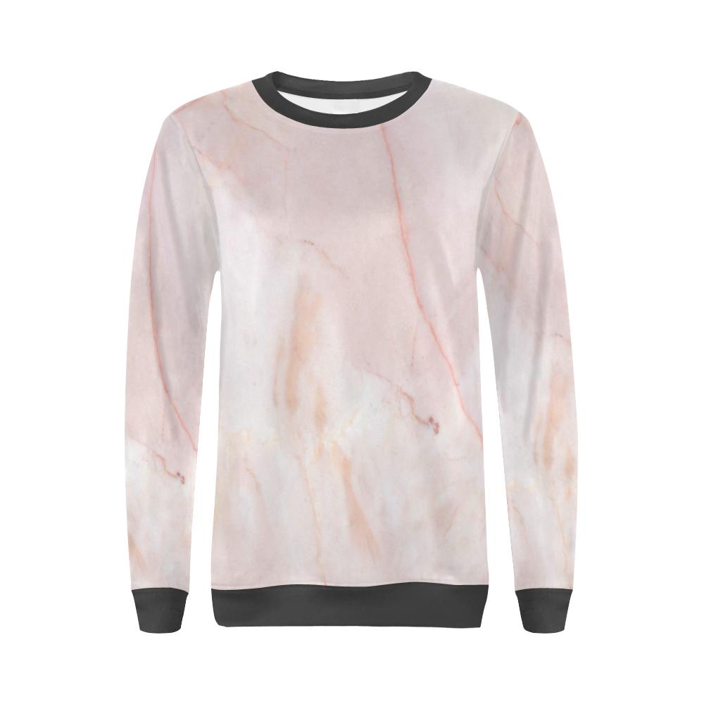 Pink Marble Pattern Print Women's Sweatshirt-grizzshop