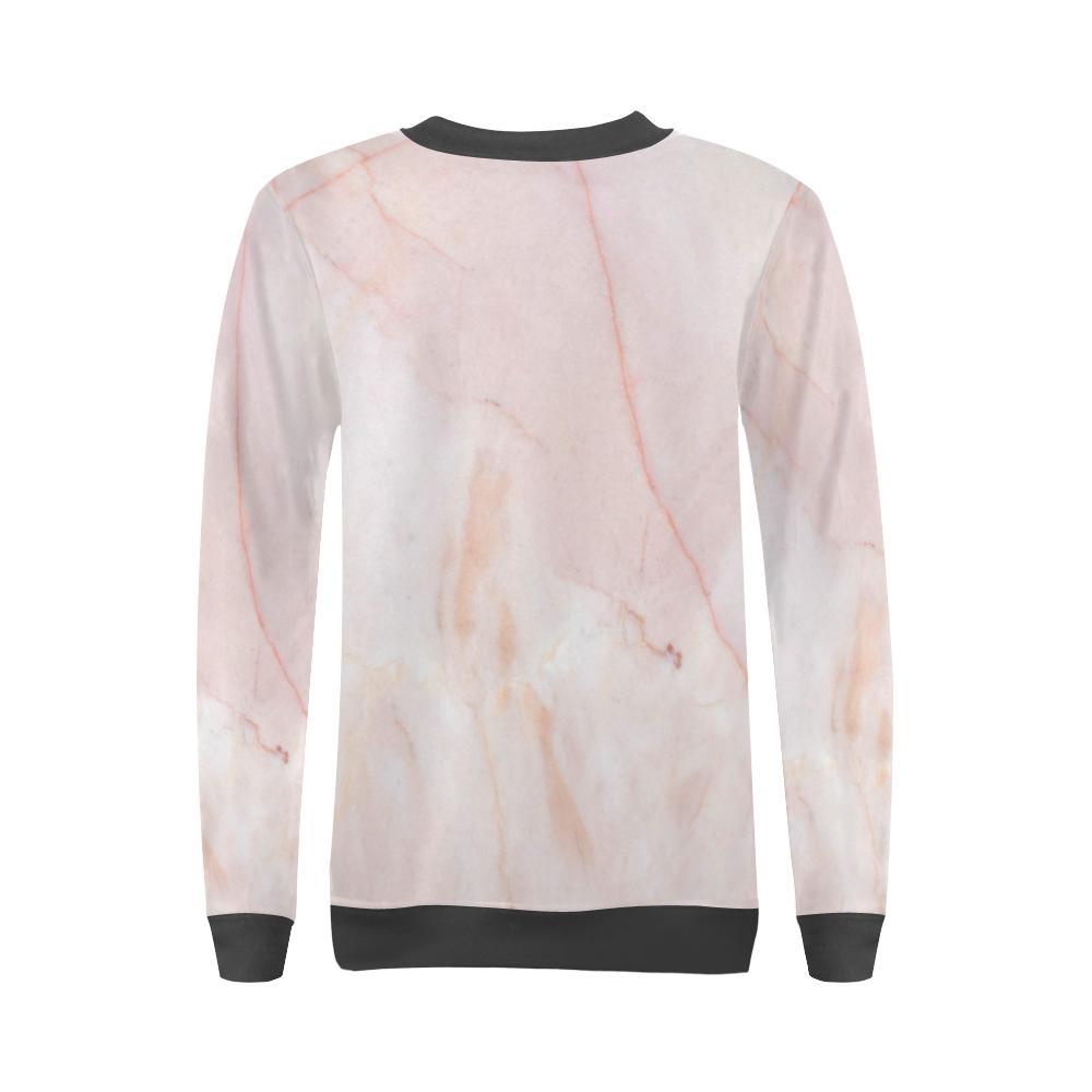 Pink Marble Pattern Print Women's Sweatshirt-grizzshop