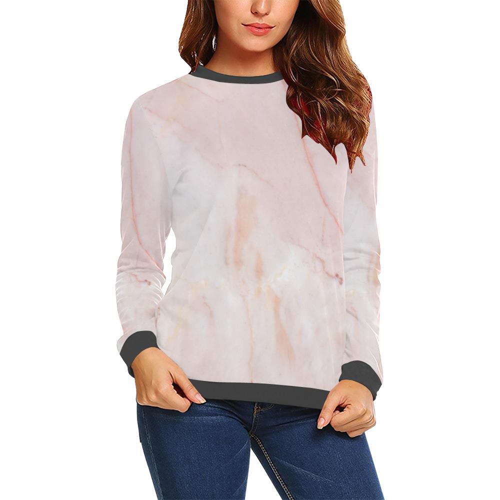 Pink Marble Pattern Print Women's Sweatshirt-grizzshop