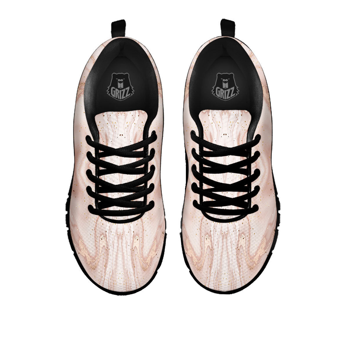 Pink Marble Print Pattern Black Sneaker-grizzshop