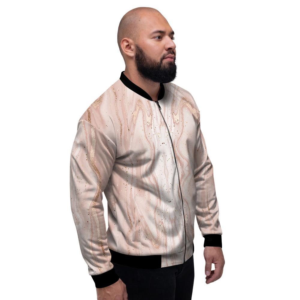 Pink Marble Print Pattern Men's Bomber Jacket-grizzshop