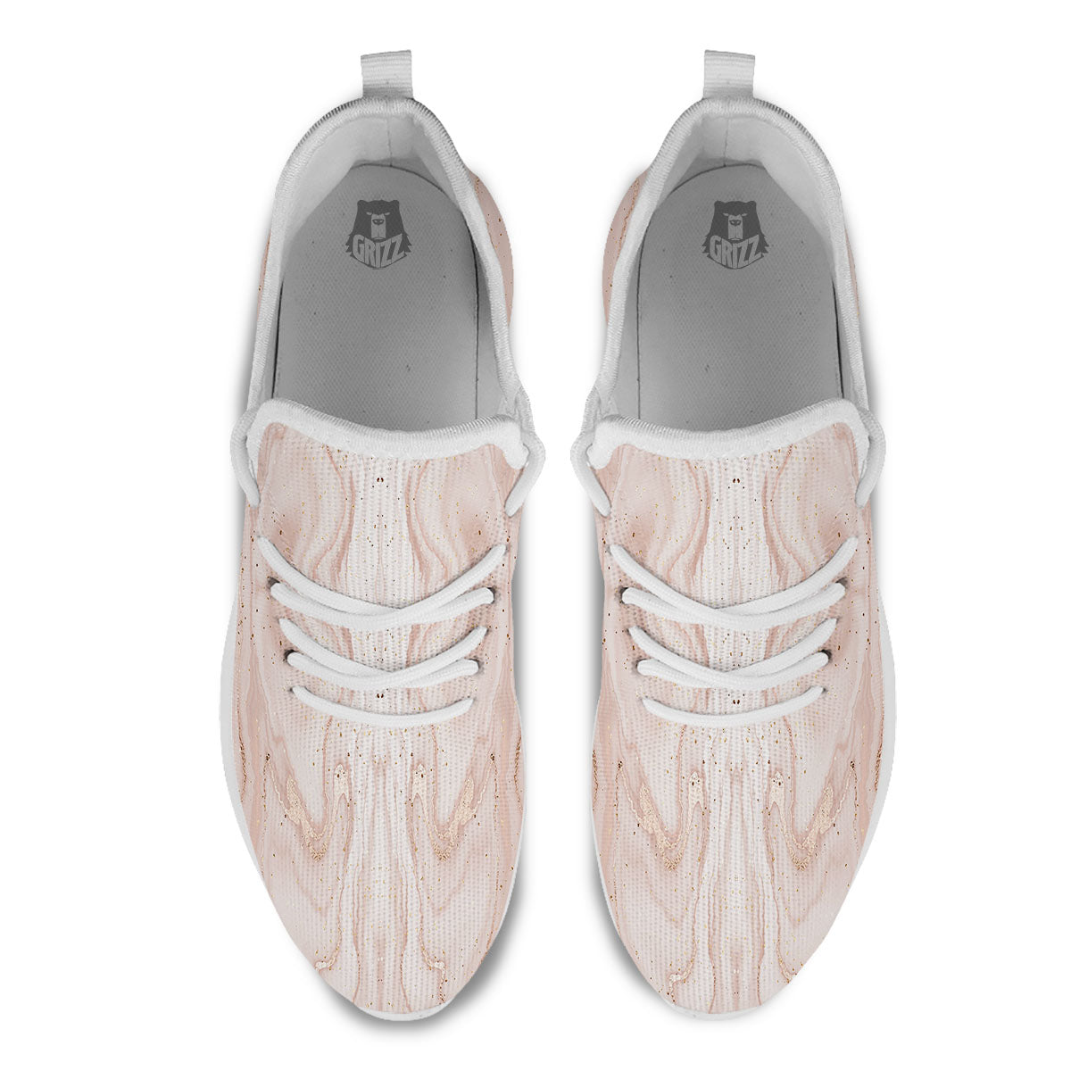 Pink Marble Print Pattern White Athletic Shoes-grizzshop