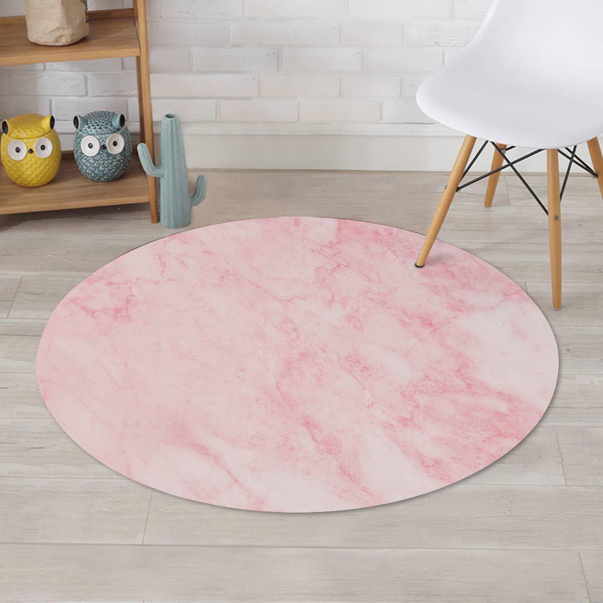 Pink Marble Round Rug-grizzshop