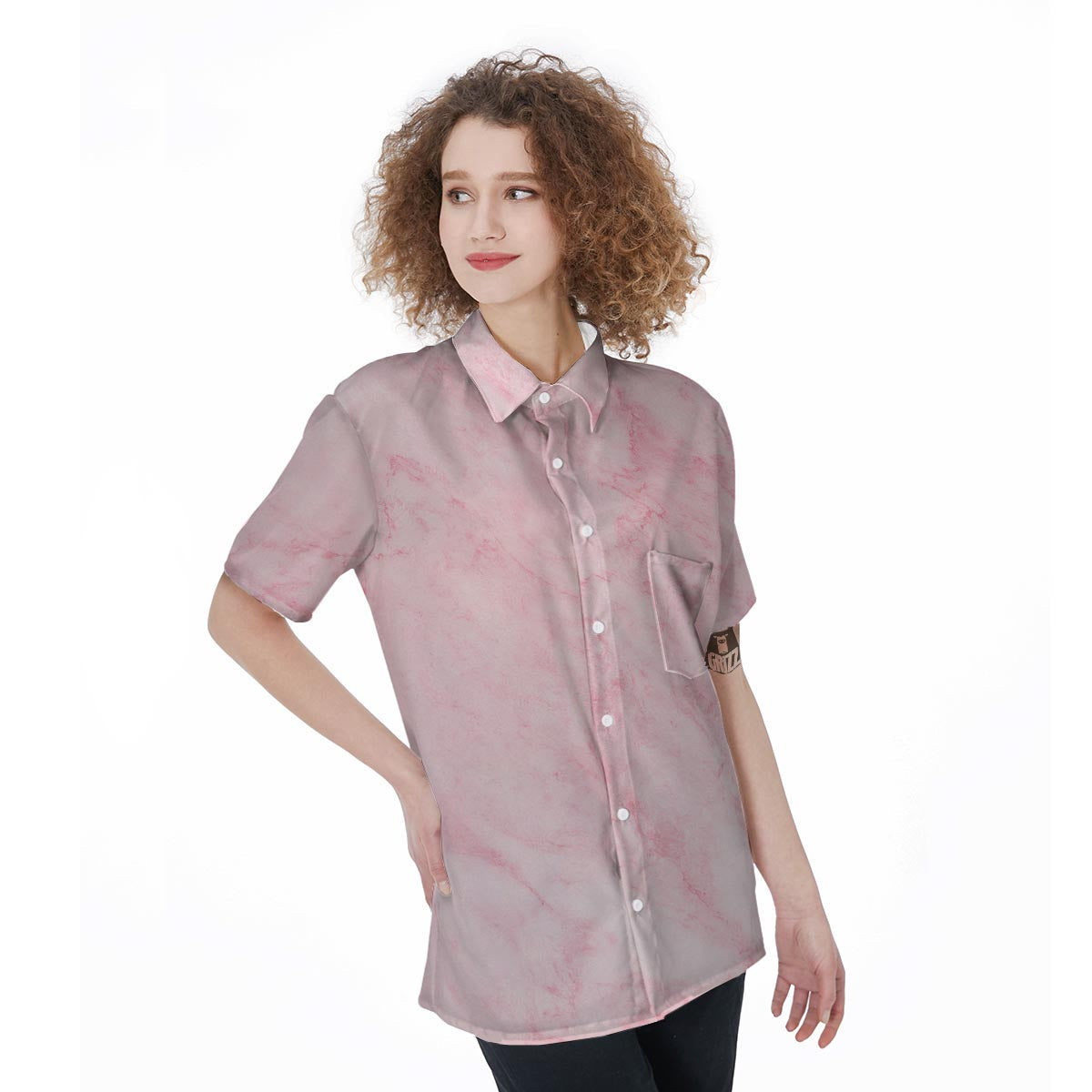 Pink Marble Women's Short Sleeve Shirts-grizzshop