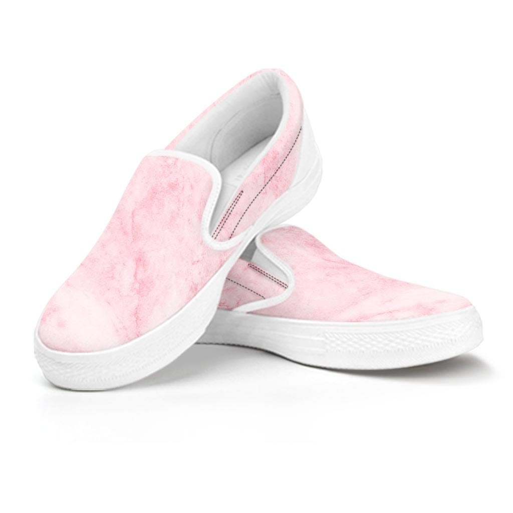 Pink Marble Women's Slip On Sneakers-grizzshop