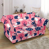 Pink Mushroom Three Hedgehogs Loveseat Cover-grizzshop