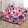 Pink Mushroom Three Hedgehogs Loveseat Cover-grizzshop