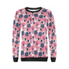 Pink Mushroom Three Hedgehogs Pattern Print Women Crewneck Sweatshirt-grizzshop