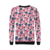 Pink Mushroom Three Hedgehogs Pattern Print Women Crewneck Sweatshirt-grizzshop