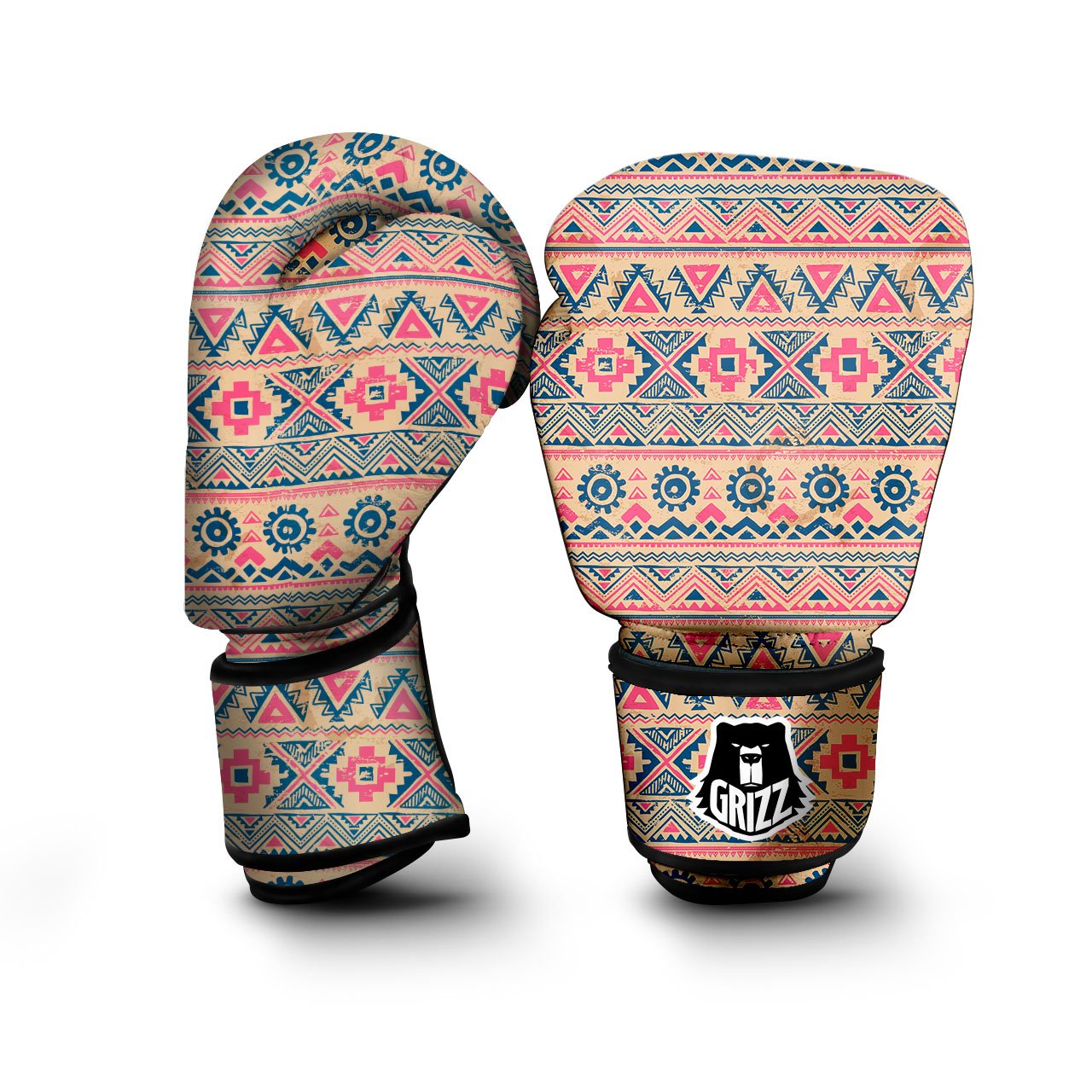 Pink Native Tribal Print Pattern Boxing Gloves-grizzshop