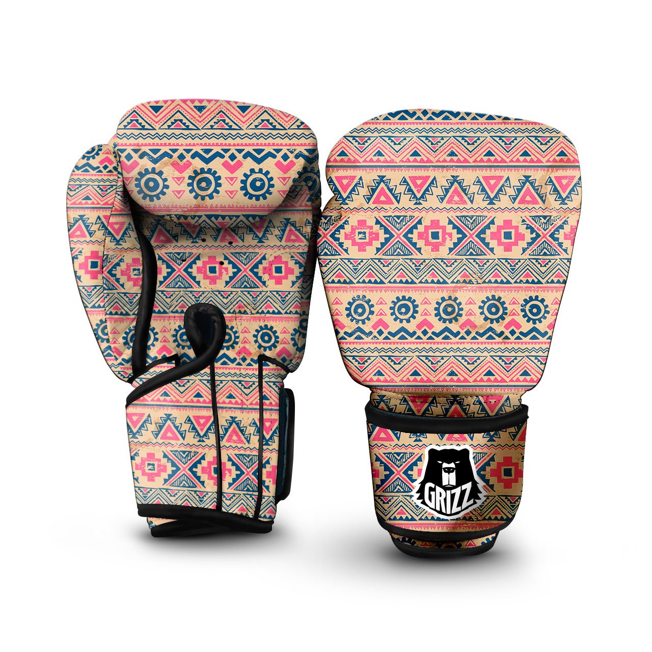 Pink Native Tribal Print Pattern Boxing Gloves-grizzshop