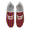 Pink Orange And Black Houndstooth Print White Athletic Shoes-grizzshop