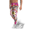 Pink Paisley And Mandala Print Men's Leggings-grizzshop