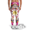 Pink Paisley And Mandala Print Men's Leggings-grizzshop