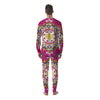 Pink Paisley And Mandala Print Men's Pajamas-grizzshop