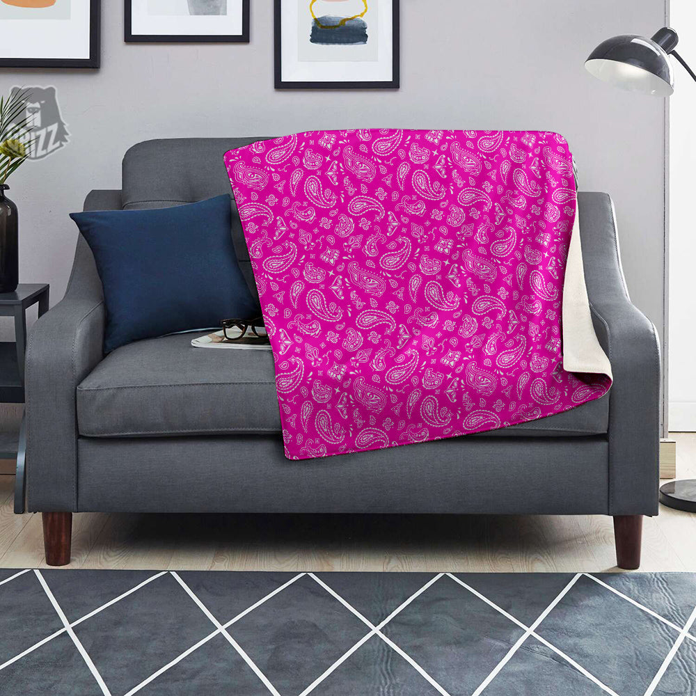 Pink Paisley Bandana Print Blanket-grizzshop