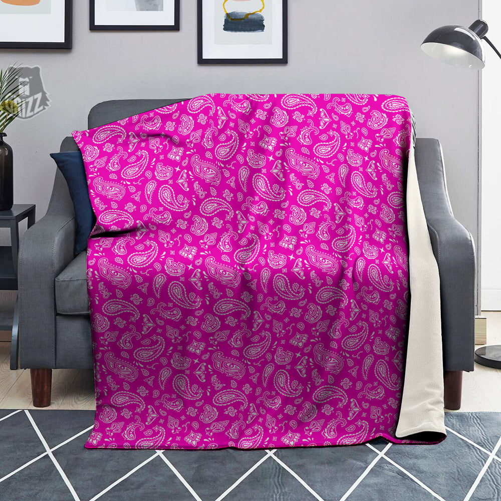 Pink Paisley Bandana Print Blanket-grizzshop