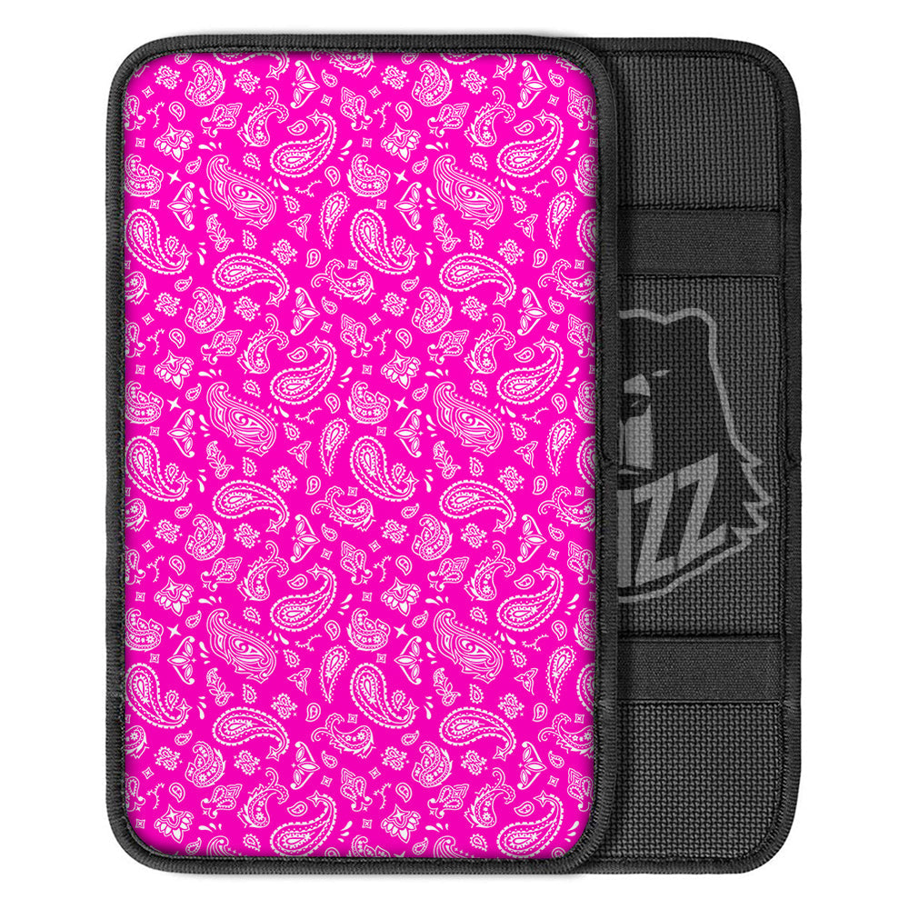 Pink Paisley Bandana Print Car Center Console Cover-grizzshop